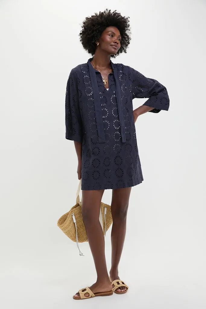 Navy Eyelet Marseille Coverup