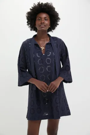 Navy Eyelet Marseille Coverup