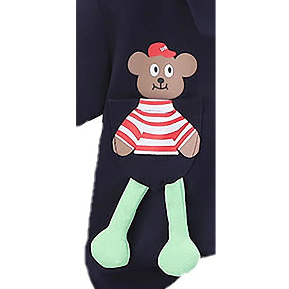 Navy Long Legs Teddy 2 Pcs Shorts Set For Toddlers And Kids