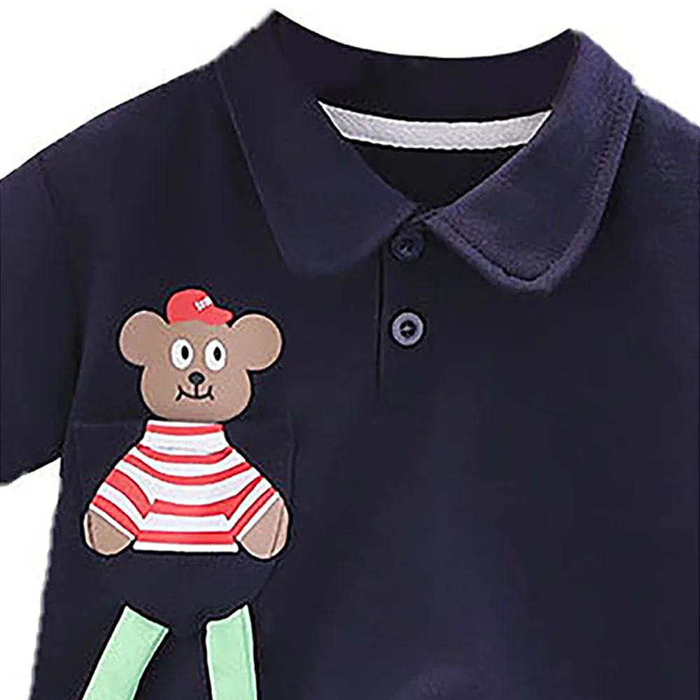 Navy Long Legs Teddy 2 Pcs Shorts Set For Toddlers And Kids