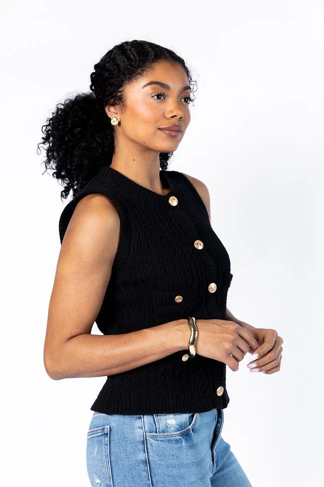 Never Settle Black Sweater Vest SALE