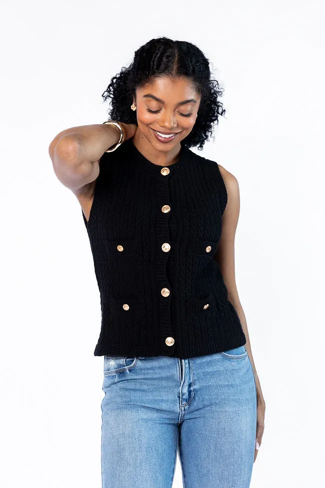 Never Settle Black Sweater Vest SALE