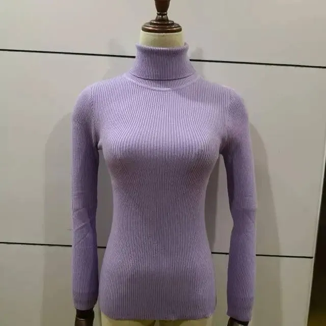 New Elegance Autumn/Winter Knitted Jumper Tops Turtleneck Pullovers Casual Sweaters Women Shirt Long Sleeve Tight Sweater Girls