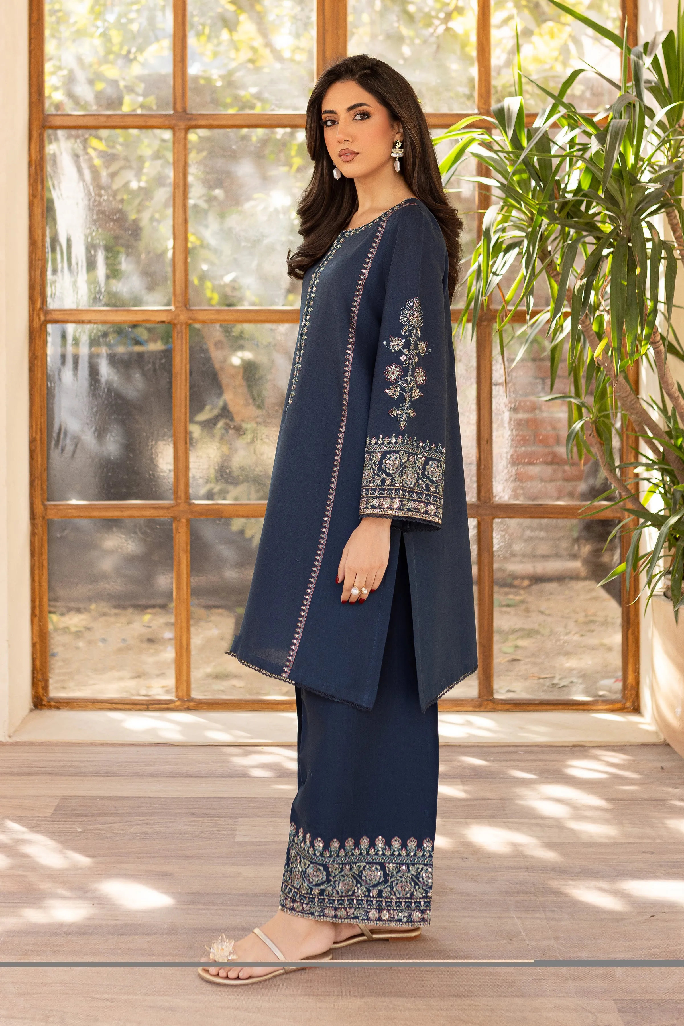 Ocean Bay 2Pc - Embroidered Khaddar Dress