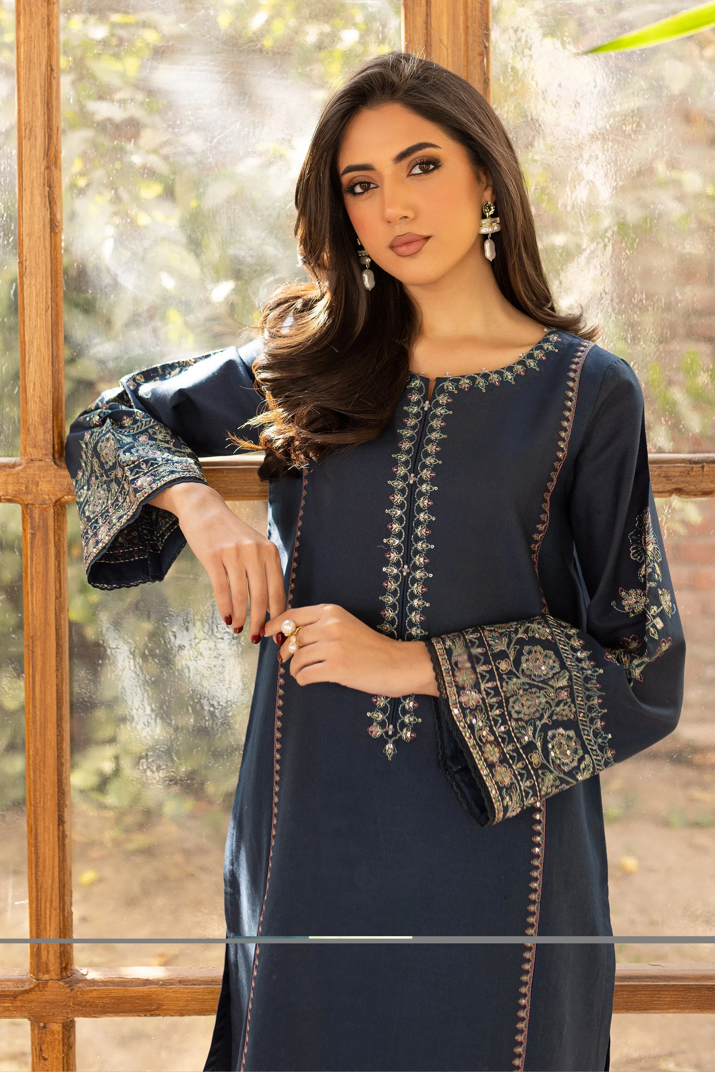 Ocean Bay 2Pc - Embroidered Khaddar Dress