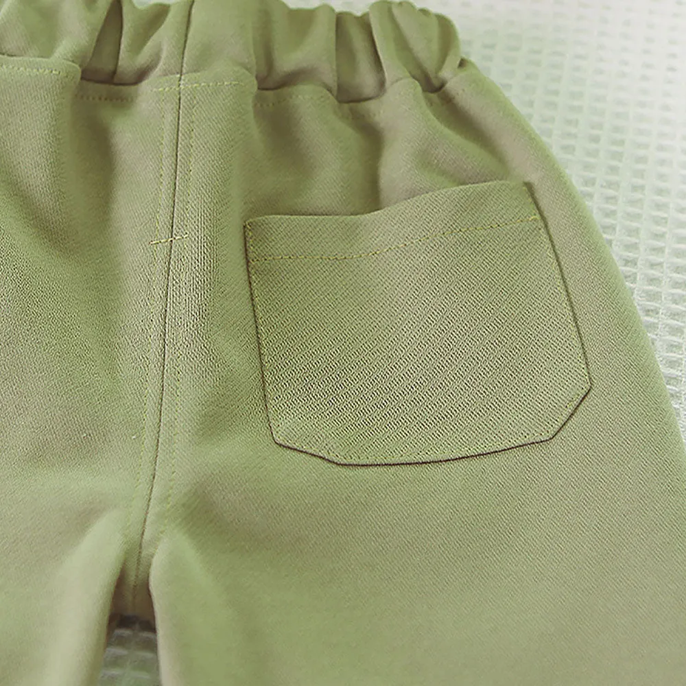Olive Green Smiling Doggy Face Designed Jacket 3Pcs Track Suit Set For Toddlers And Kids