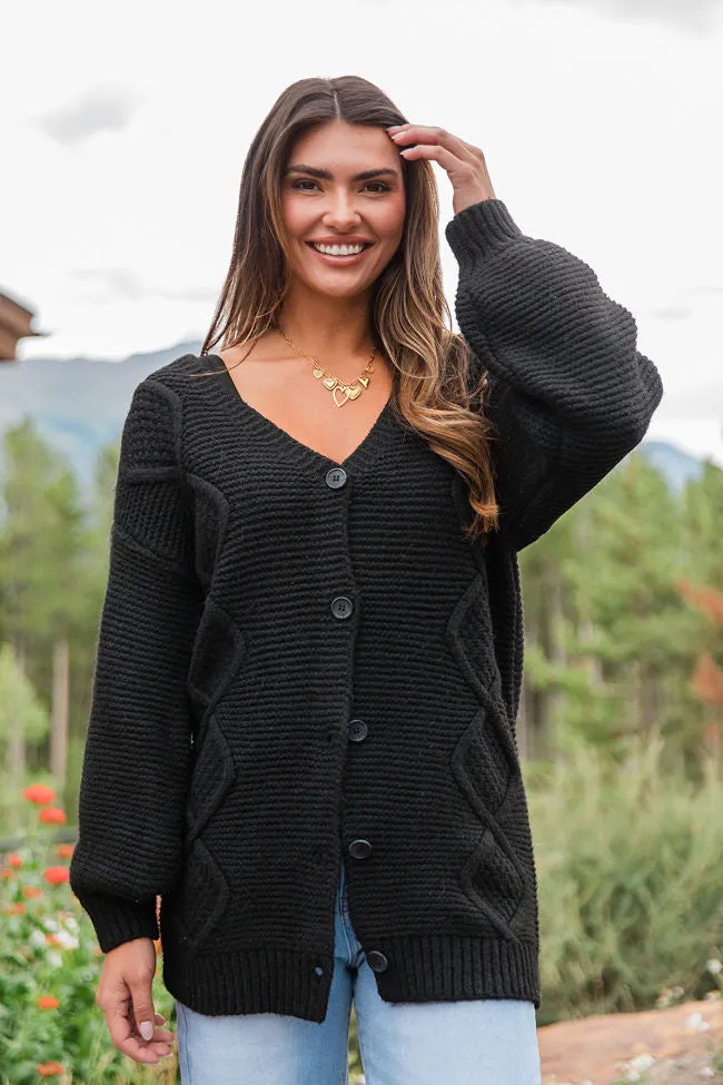 On My Mind Black Cable Knit Cardigan FINAL SALE