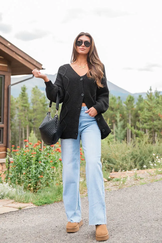 On My Mind Black Cable Knit Cardigan FINAL SALE