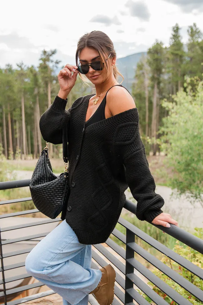 On My Mind Black Cable Knit Cardigan FINAL SALE
