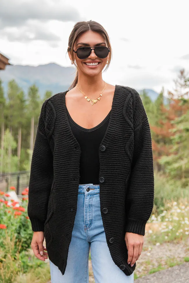 On My Mind Black Cable Knit Cardigan FINAL SALE
