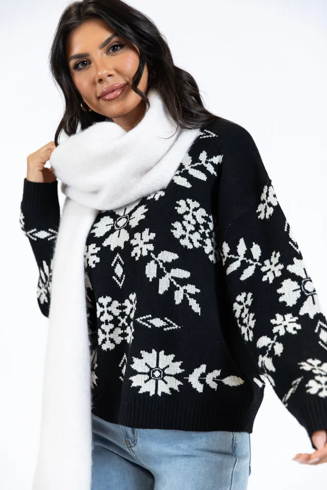 One More Shot Black Snowflake Printed Sweater FINAL SALE