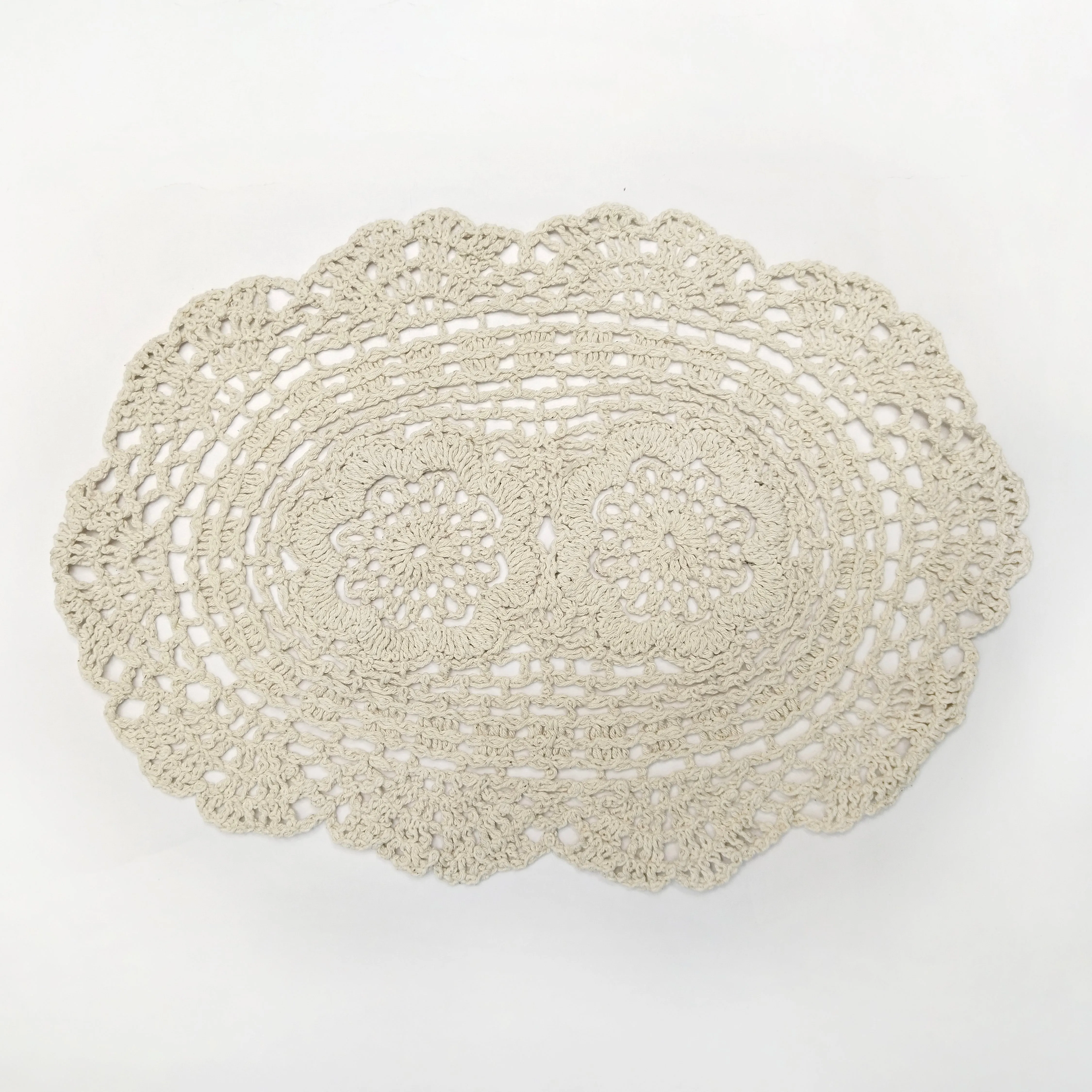 Oval Floral Crochet Doily Patch