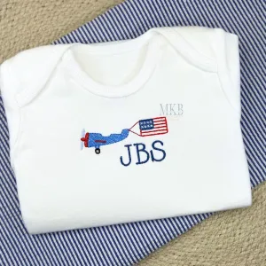 Patriotic Plane Flag Light Fill Stitch Embroidery Design