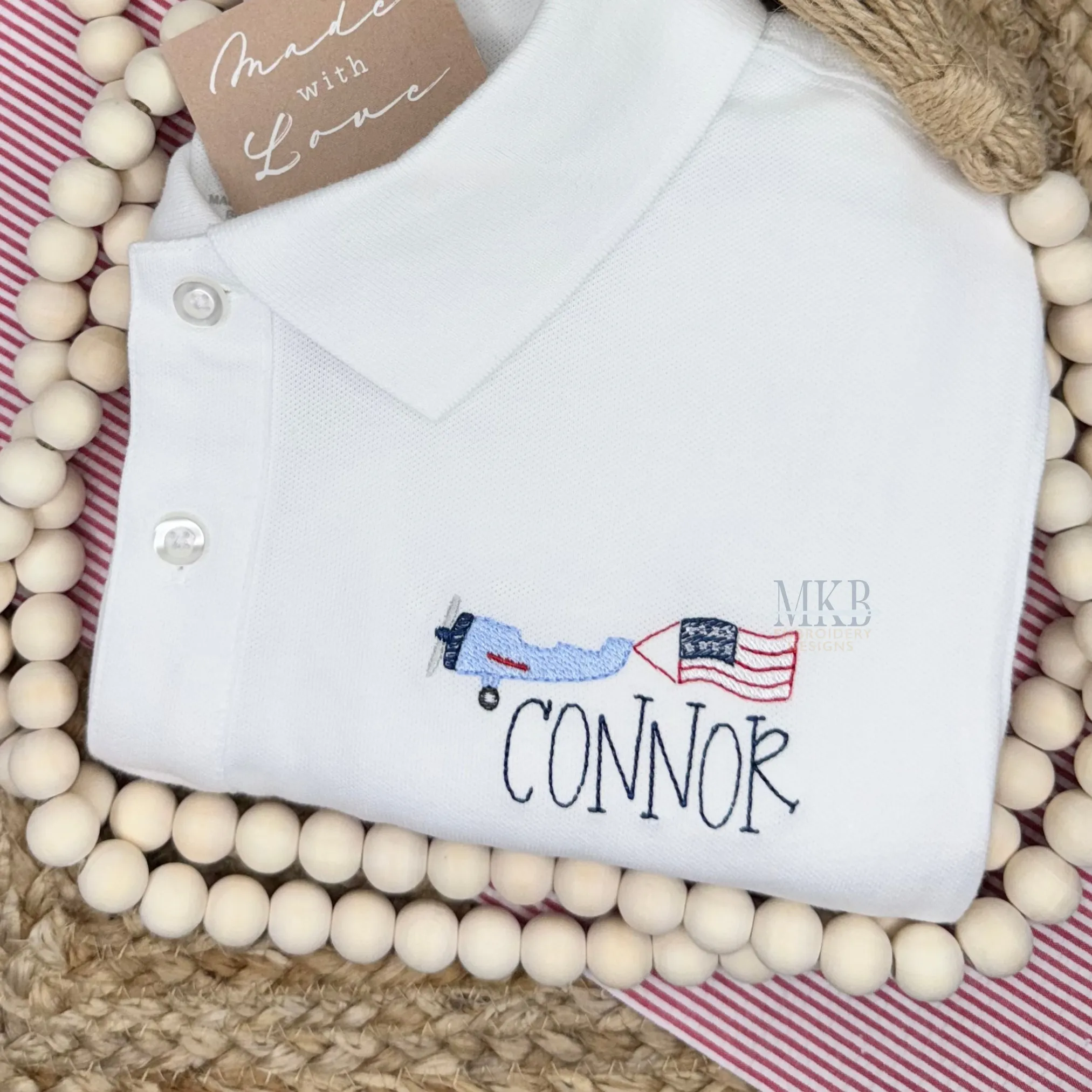 Patriotic Plane Waving Flag Light Fill Stitch Embroidery Design