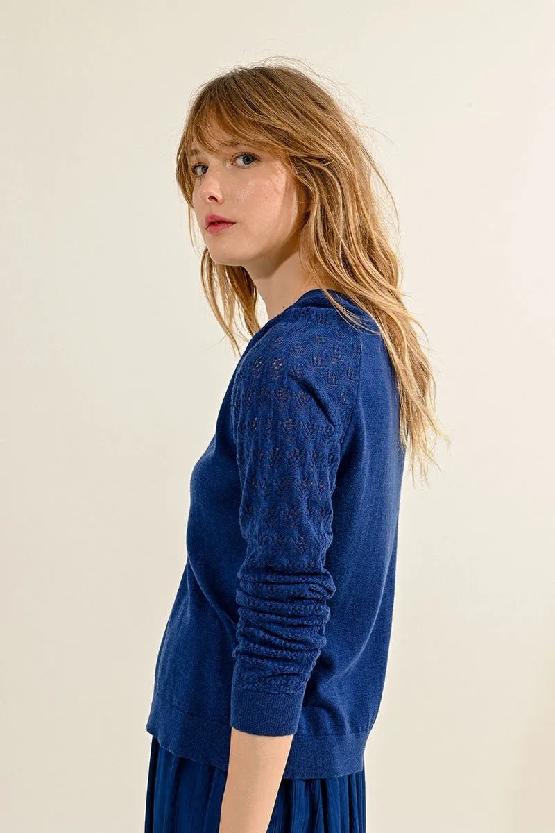 POINTELLE SLEEVES CARDIGAN