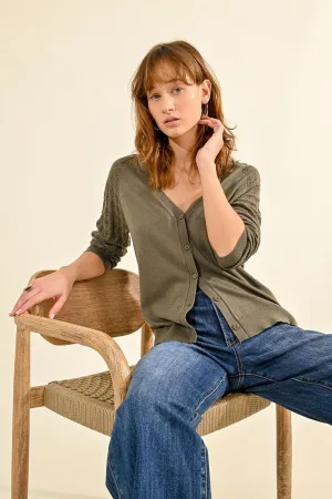 POINTELLE SLEEVES CARDIGAN