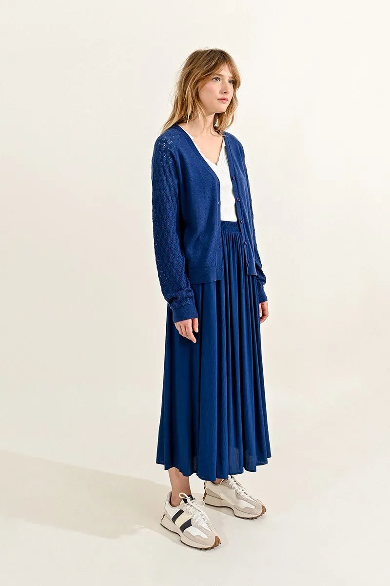 POINTELLE SLEEVES CARDIGAN