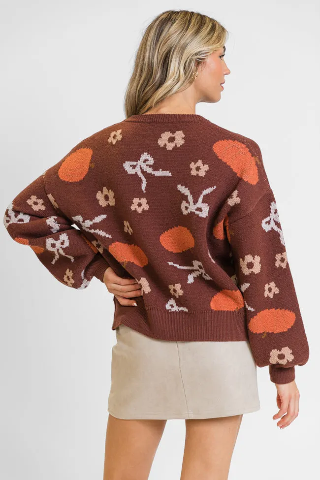 Pumpkin Spice Bliss Rust Bow Sweater FINAL SALE