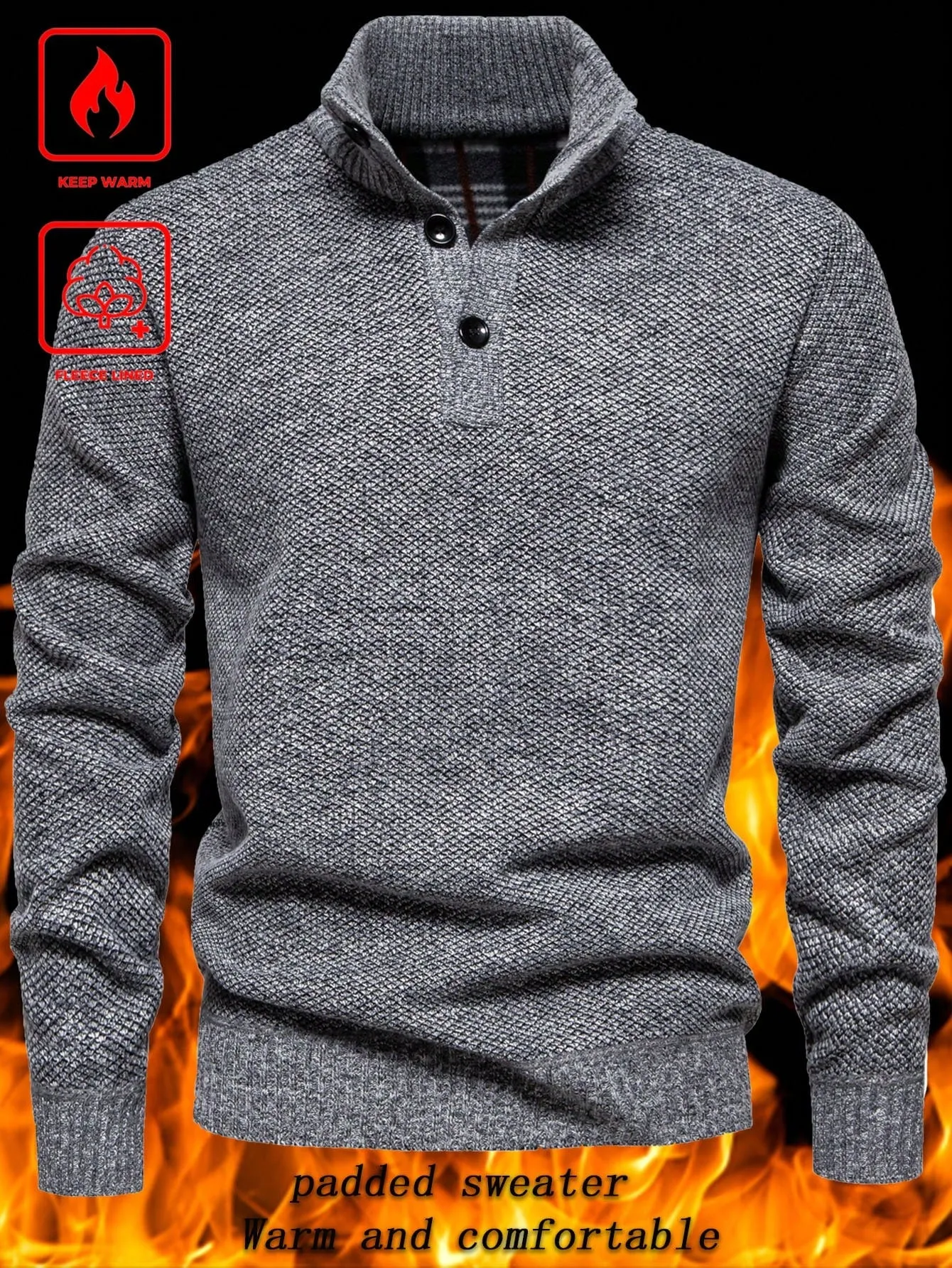 QA Homme Men's Solid Color Knitted Pullover Casual Sweater