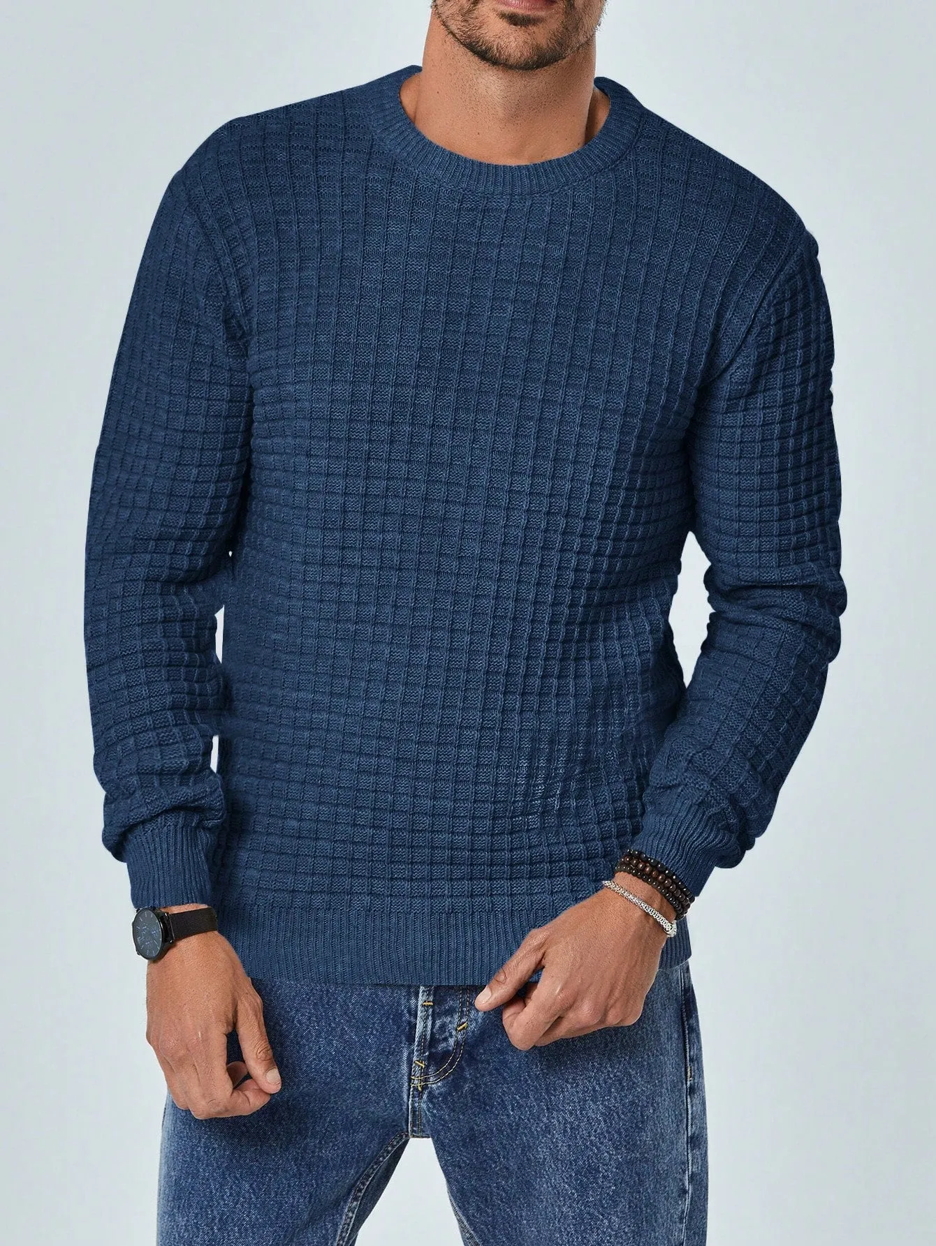 QA Men's Waffle Knit Sweater