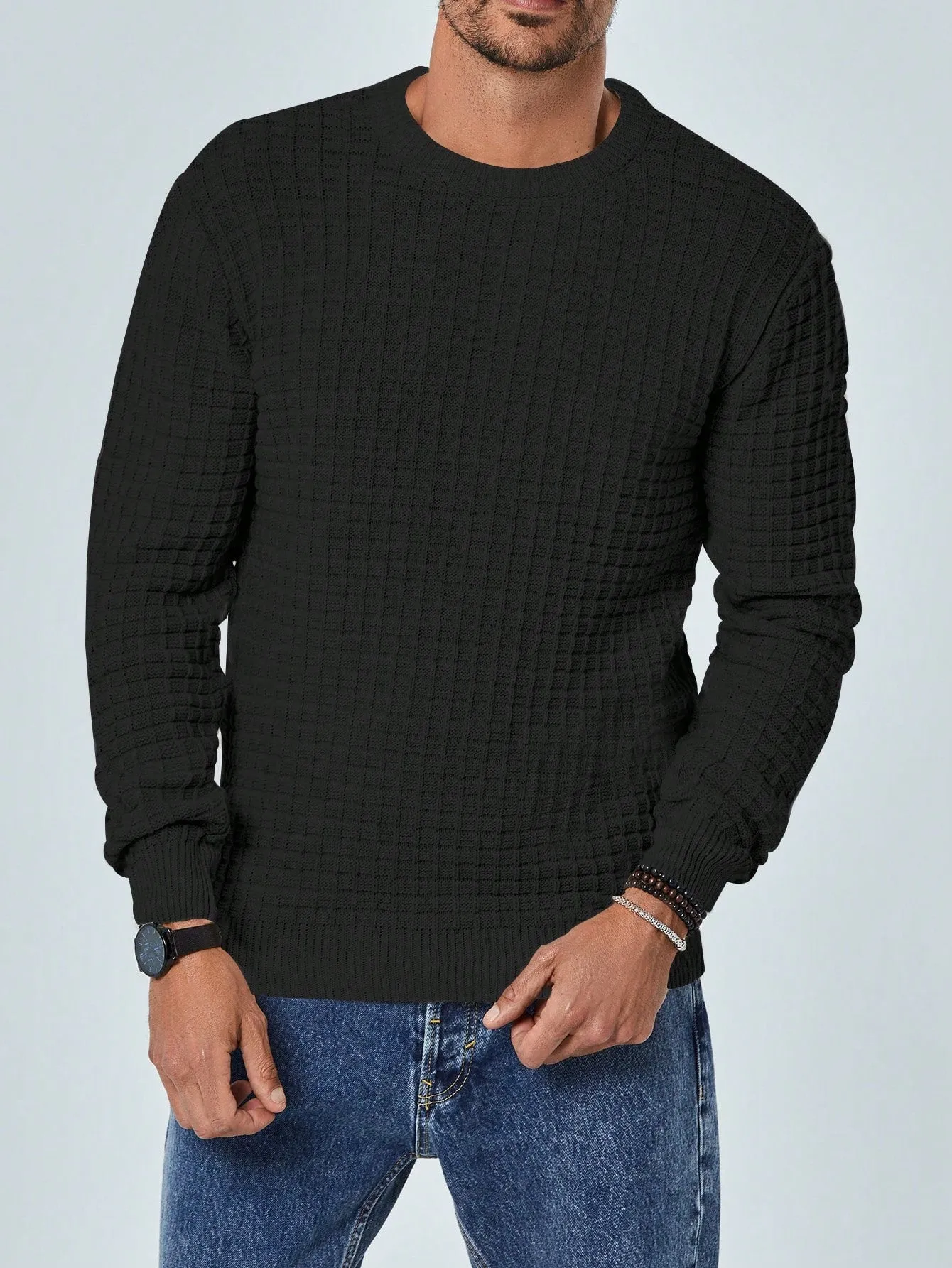 QA Men's Waffle Knit Sweater