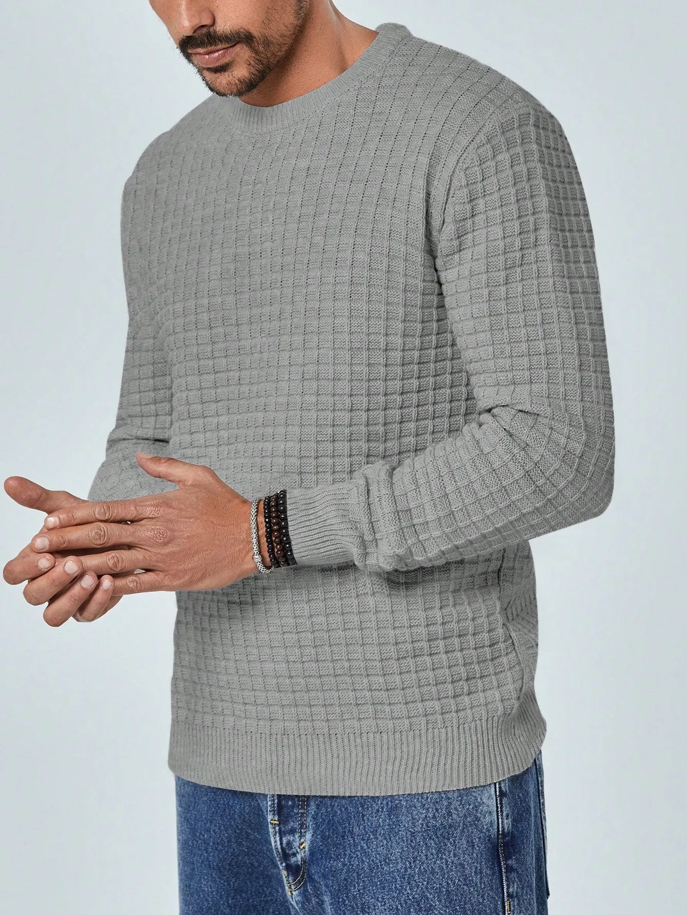 QA Men's Waffle Knit Sweater