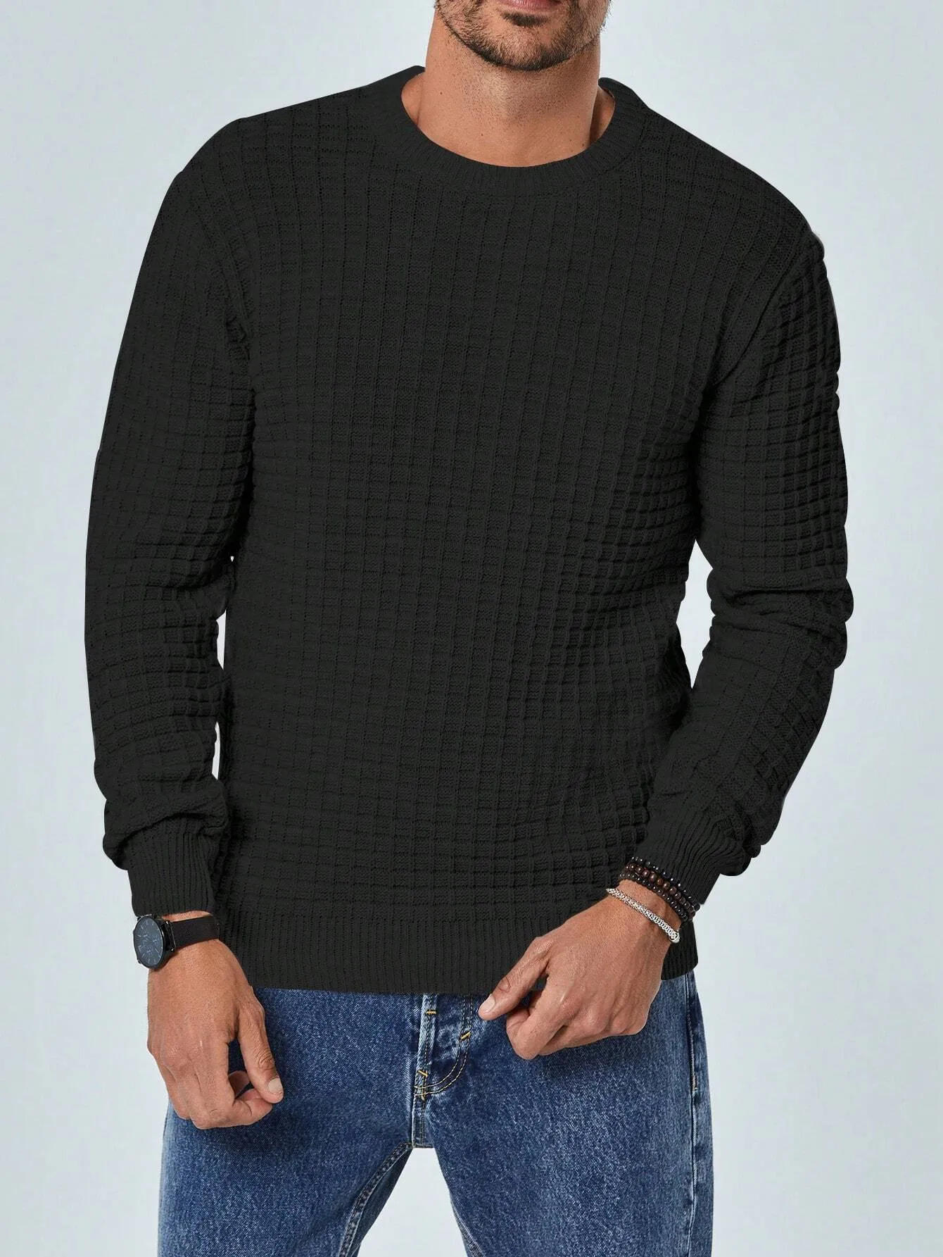 QA Men's Waffle Knit Sweater