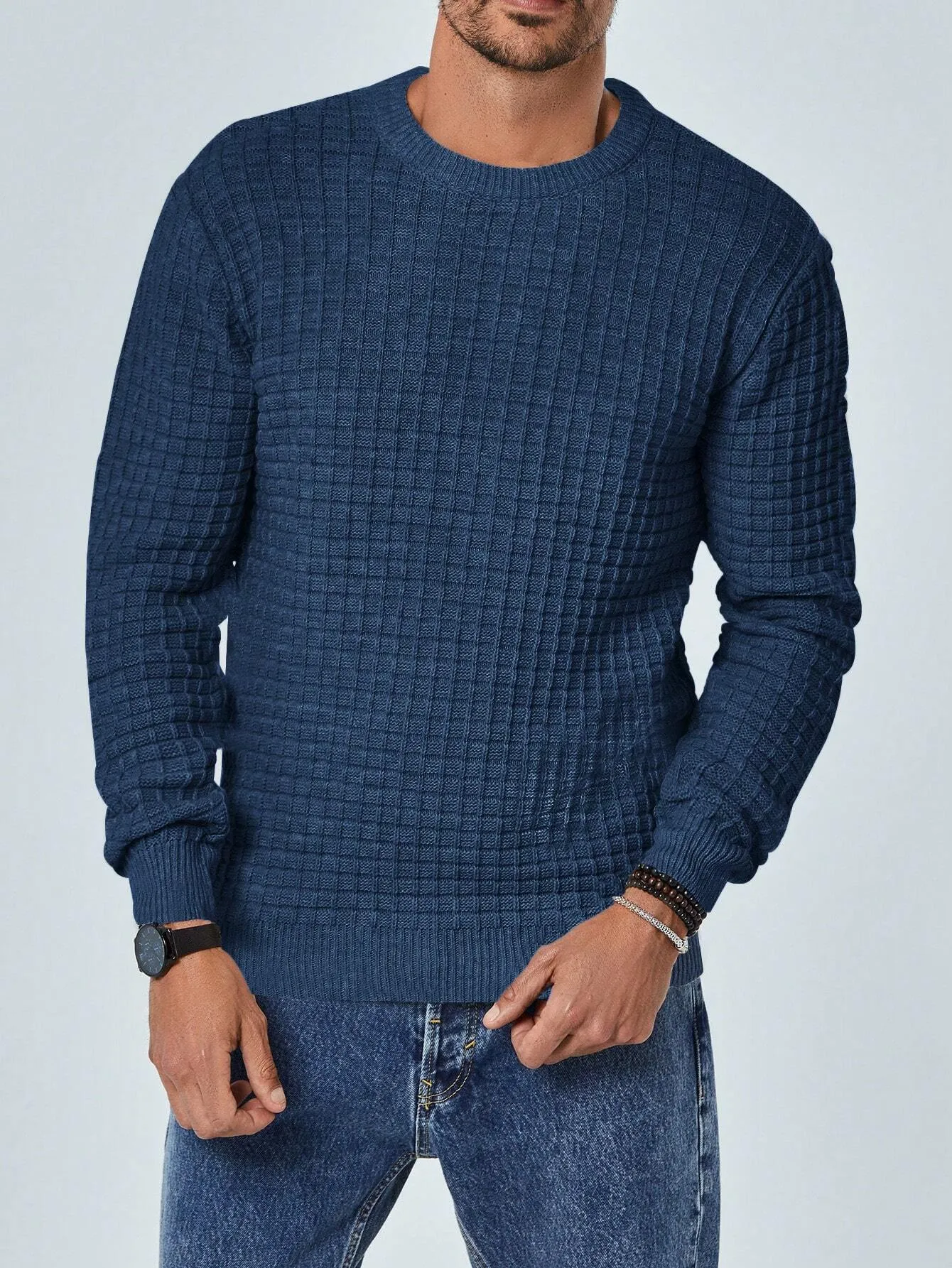 QA Men's Waffle Knit Sweater
