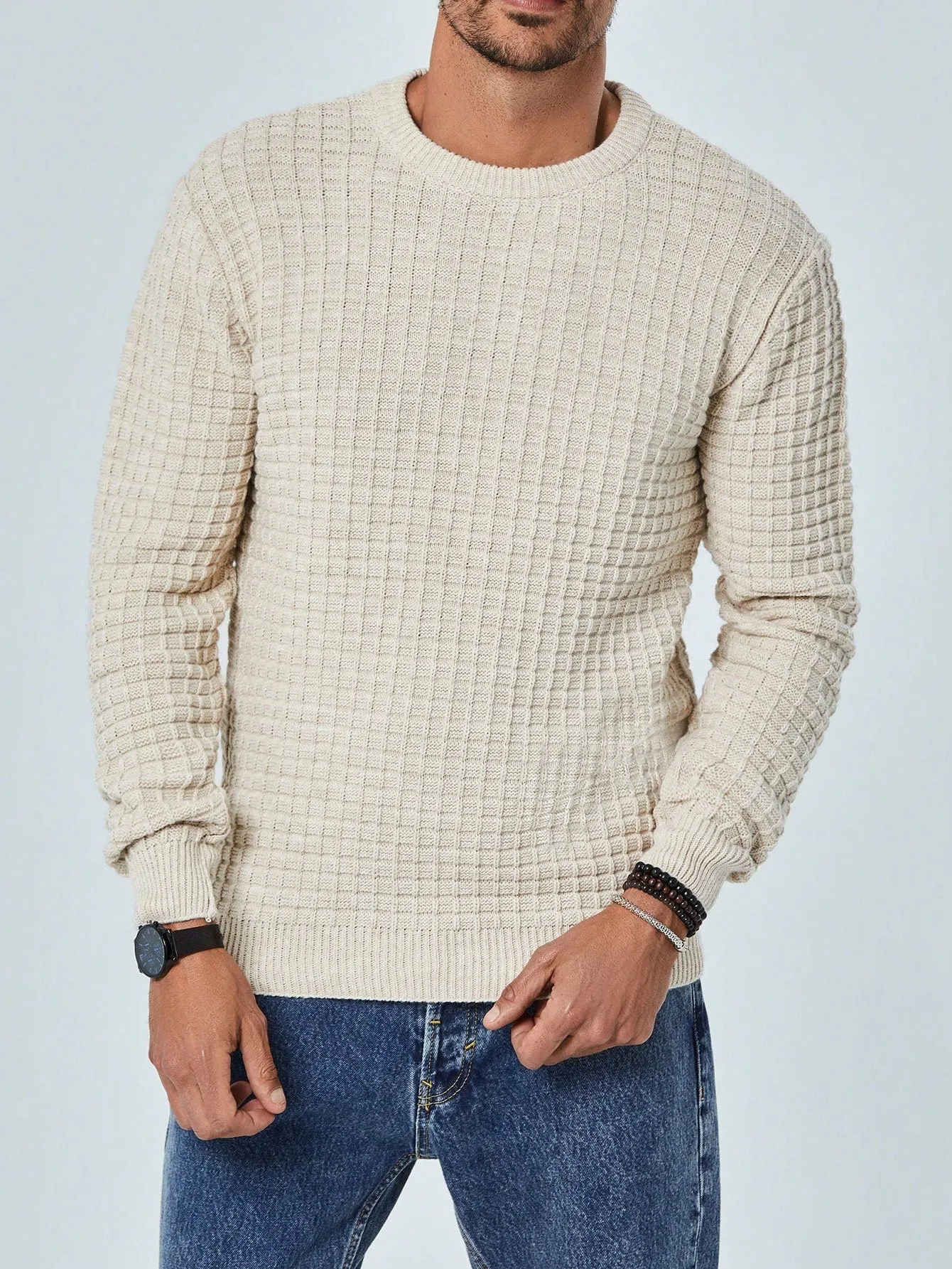 QA Men's Waffle Knit Sweater