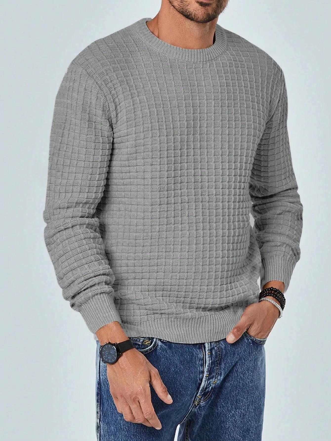 QA Men's Waffle Knit Sweater