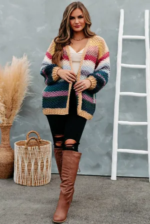 Rainbow Reveal Crochet Knit Cardigan (Neutral Multi)