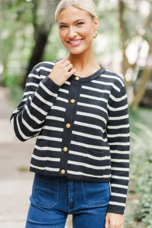 Ready To Go Black Striped Cardigan