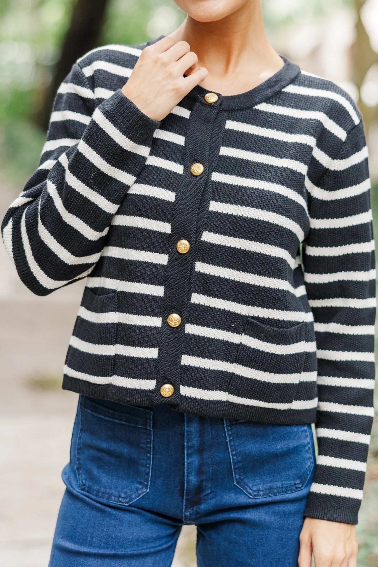 Ready To Go Black Striped Cardigan