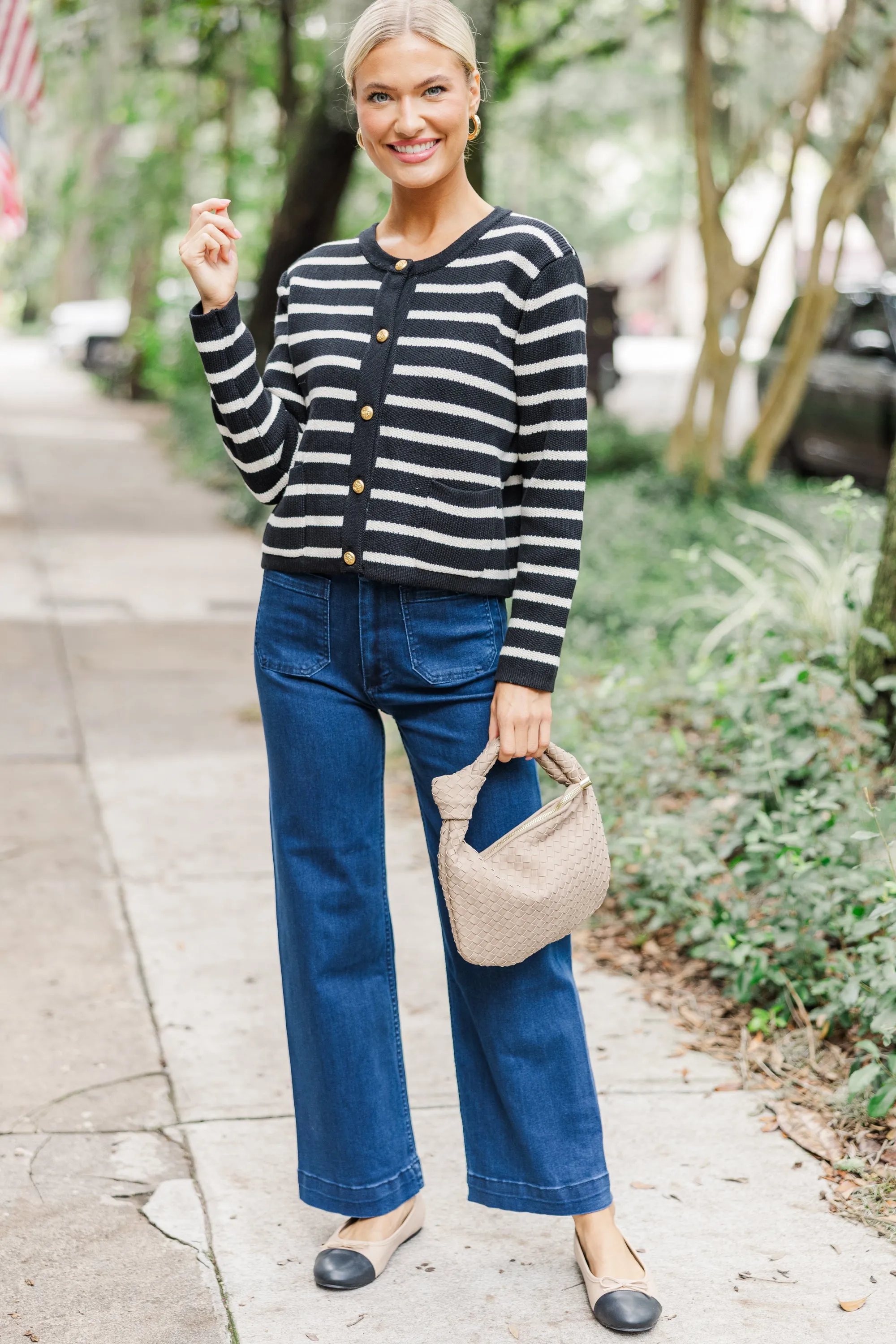 Ready To Go Black Striped Cardigan