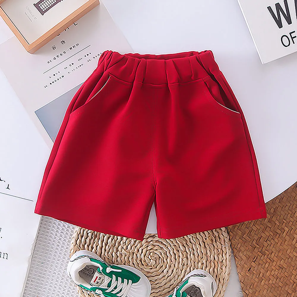 Red French Fries Themed 2 Pcs Shorts Set For Toddlers And Kids