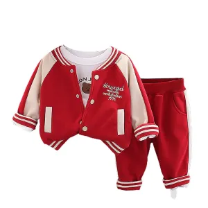Red/Beige Teddy 3 pcs Track Suit set for Toddlers/Kids