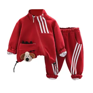 Red/White Bold Stripes 2 pcs Track Suit set for Toddlers/Kids