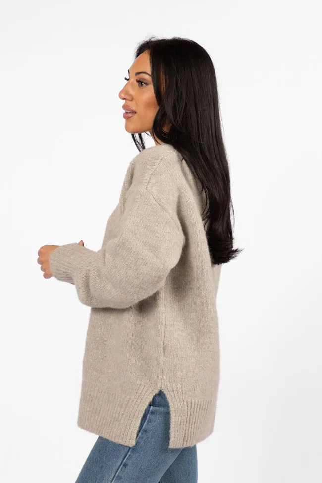 Relax Oatmeal Slouchy V-Neck Sweater FINAL SALE