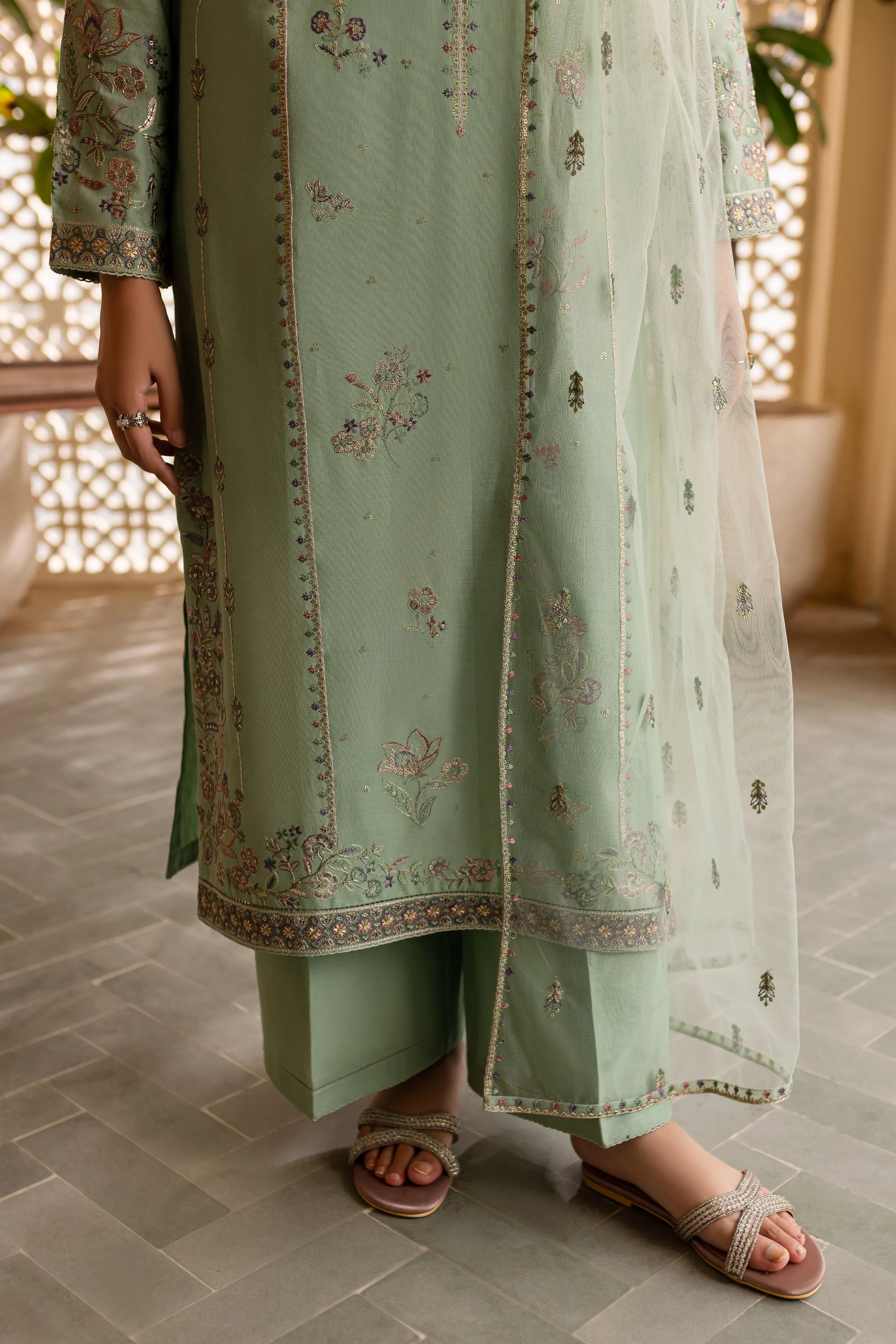 Sea Salts 3Pc - Embroidered Khaddar Dress