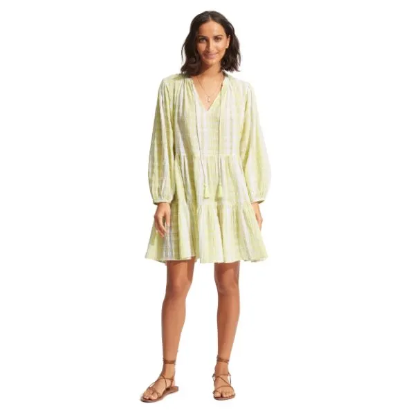 SEAFOLLY - Textured Gingham Tiered Dress