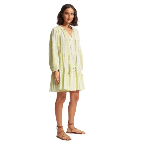 SEAFOLLY - Textured Gingham Tiered Dress