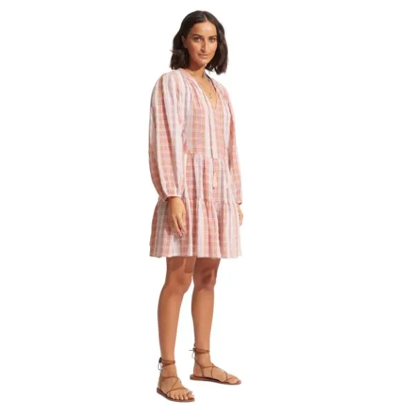 SEAFOLLY - Textured Gingham Tiered Dress