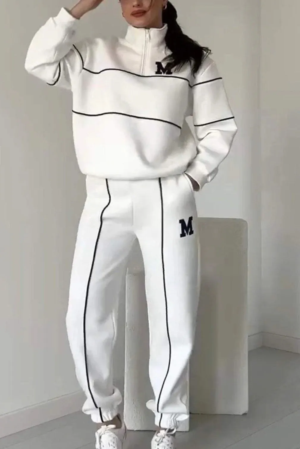 Seasonprestige Hoodless Pullover Sweatsuit Sets With Pockets Women