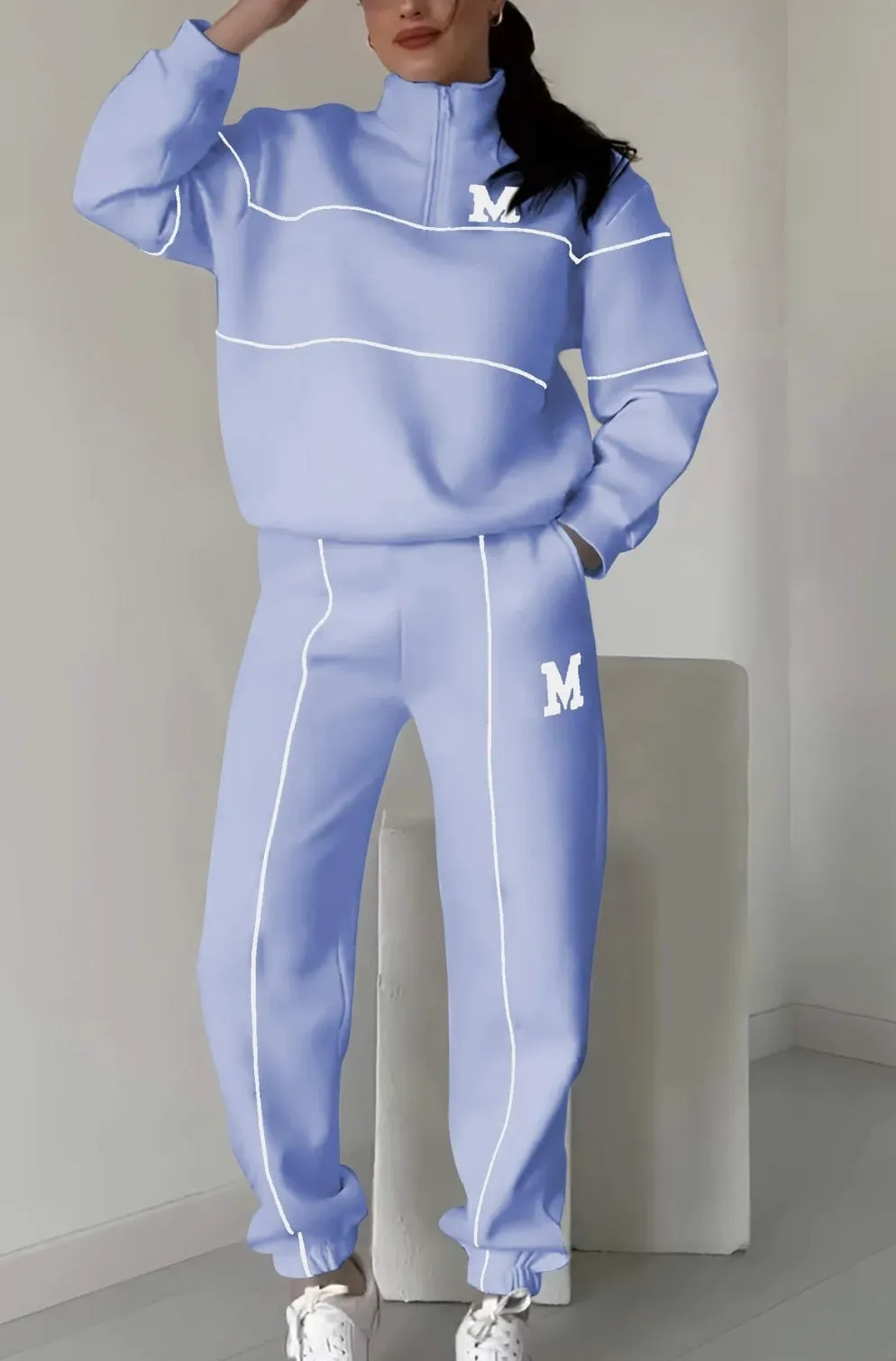 Seasonprestige Hoodless Pullover Sweatsuit Sets With Pockets Women