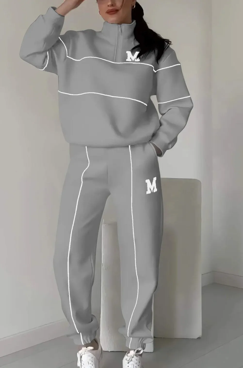 Seasonprestige Hoodless Pullover Sweatsuit Sets With Pockets Women