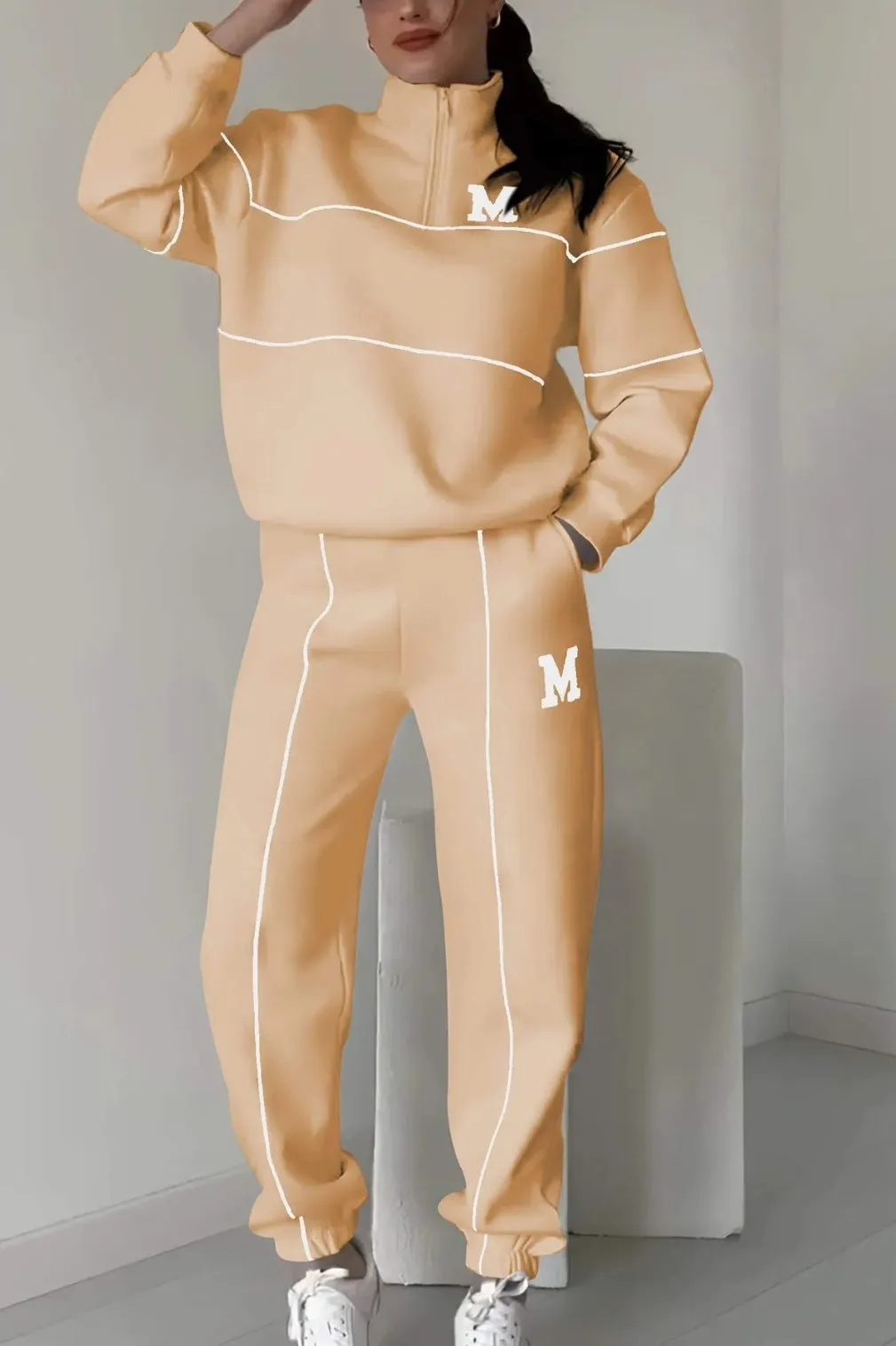 Seasonprestige Hoodless Pullover Sweatsuit Sets With Pockets Women