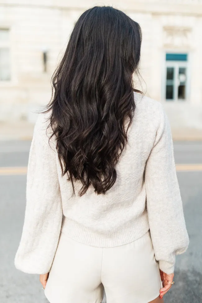 See You Tomorrow Beige Collared Wrap Sweater FINAL SALE