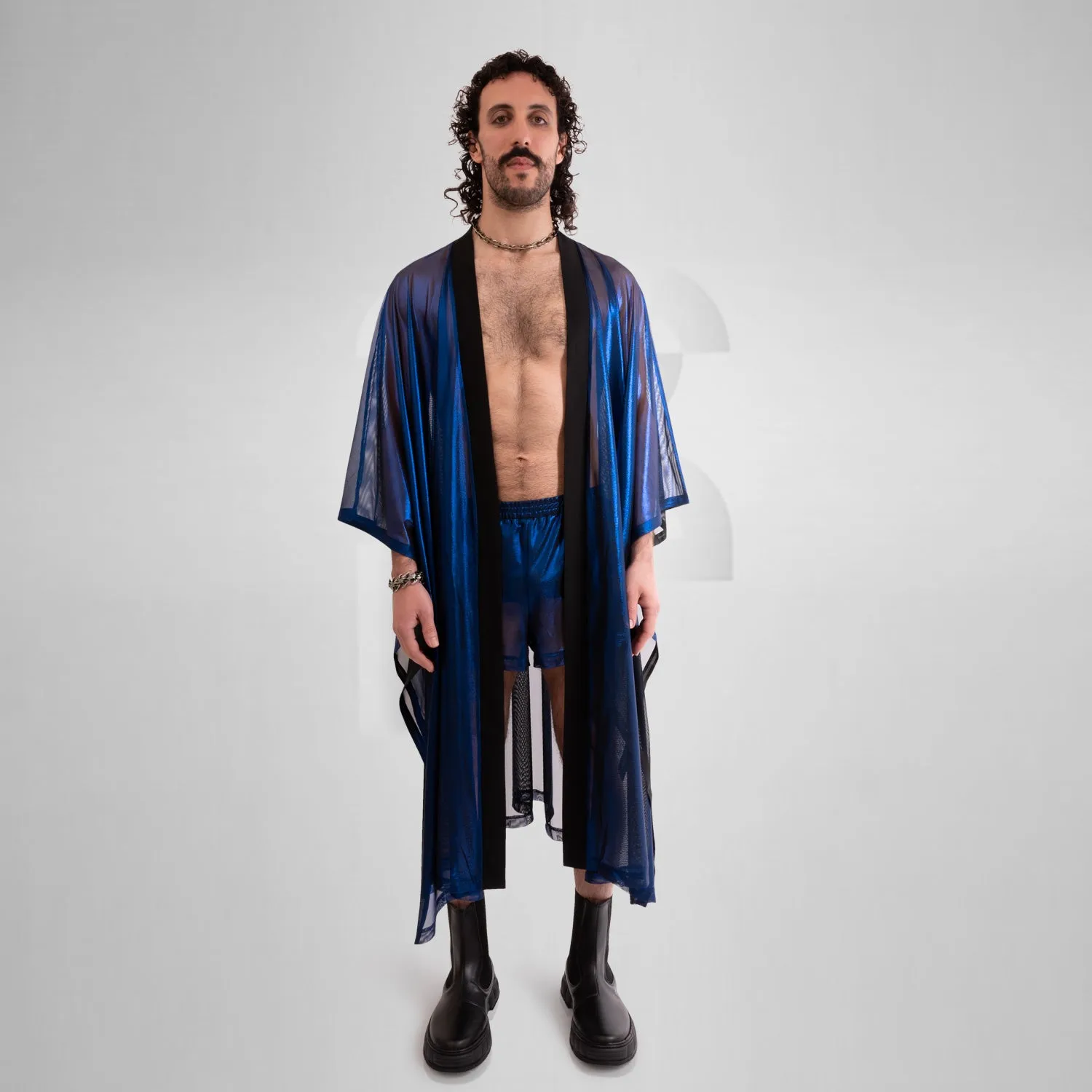 Sheer Metallic Statement Poncho