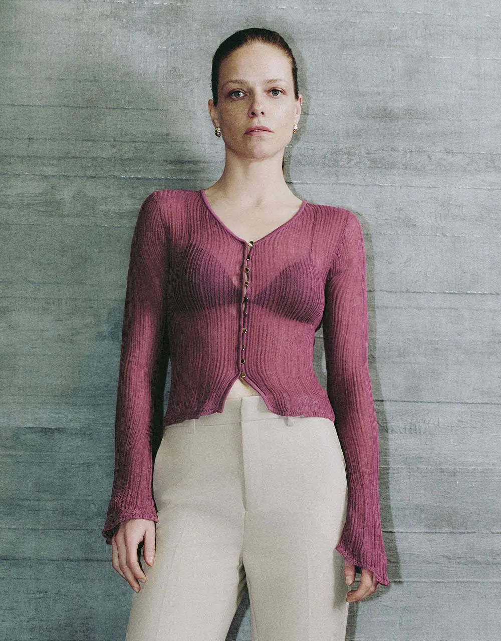Skinny V-Neck Knitted Cardigan