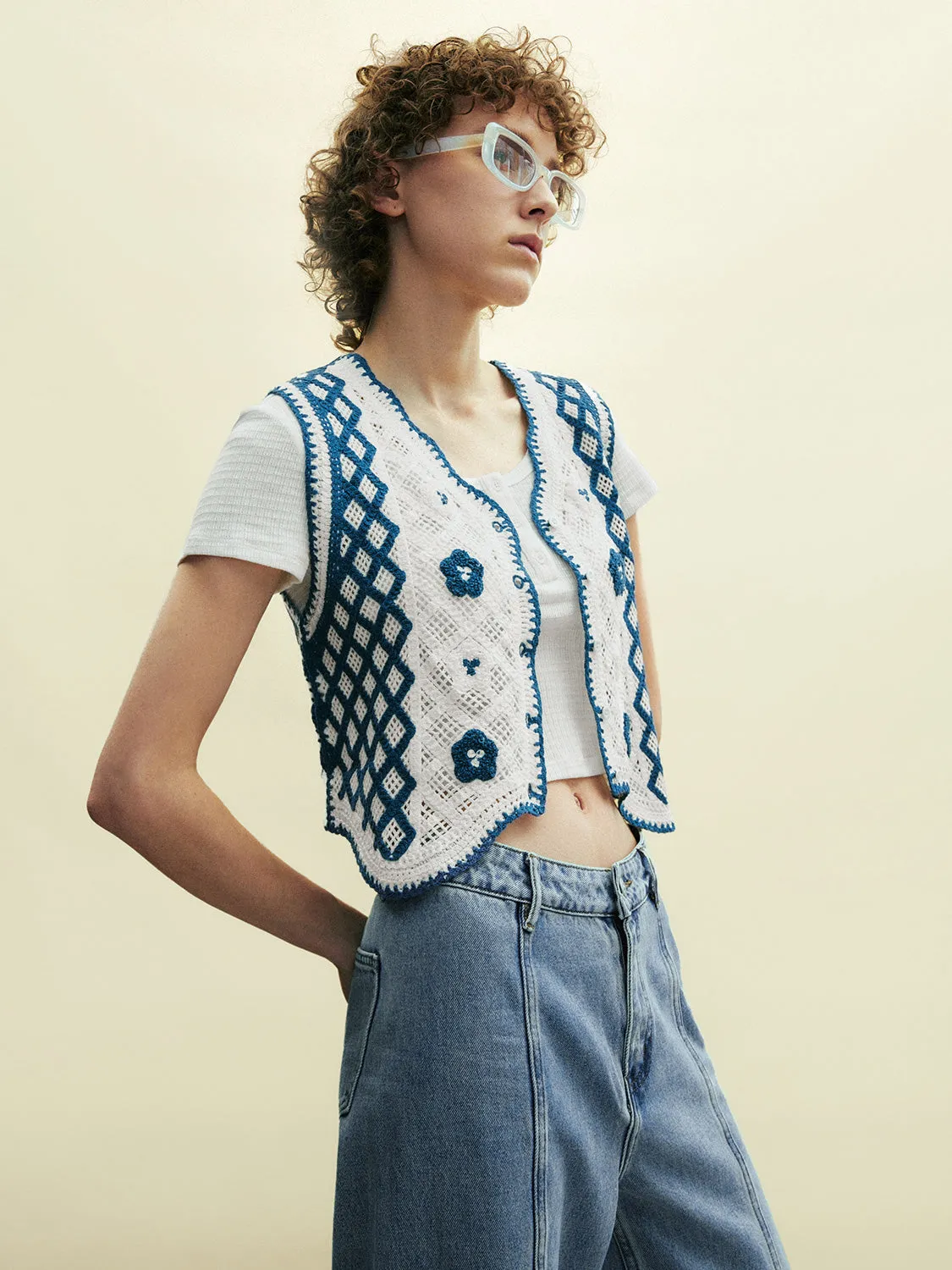 Sleeveless V-Neck Knitted Cardigans